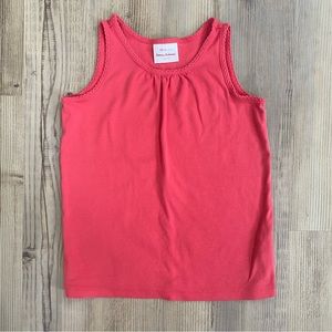 Hanna Andersson red tank top gathered scoop neckline size 130/8 trim detail